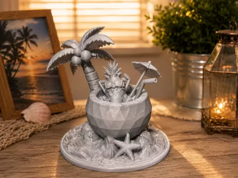 Tropical Pineapple Relaxation Scene-3D Print Model