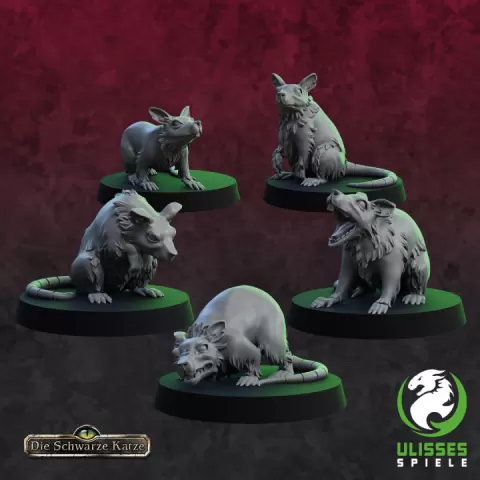 A Furry Tale - Giant Rat Pack (5) / Die Schwarze Katze - Riesenrattenrudel (5) by Ulisses Spiele