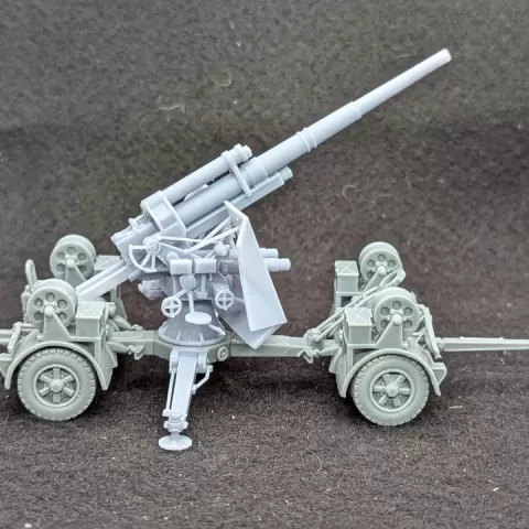 Anti-aircraft gun 88mm Flak 18 + 2 Crewmen - on wheels + on cross (Germany, WW2) by Wargame3d