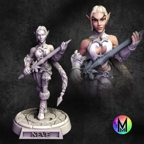 Elf Rogue / Warrior - Neve the High Elf Assassin ( Frost themed High Elf Rogue / Warrior ) by Moonlight Minis- Christine Van Patten
