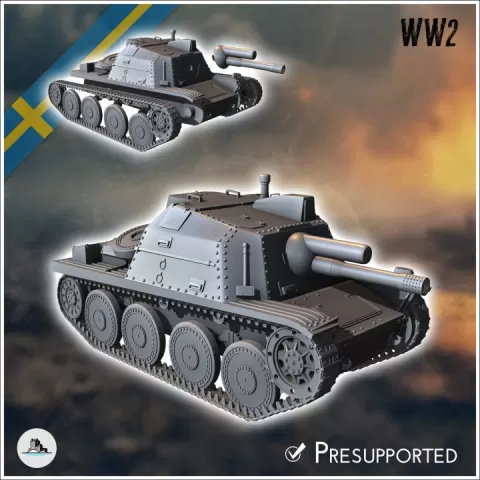 Stormartillerivagn Sav m/43 Swedish assault gun - Germany Eastern Western Front Normandy Stalingrad Berlin Bulge WWII by Hartolia Miniatures