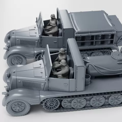 Half-tracks Sd.Kfz.11/2 Decontamination vehicle + Sd.Kfz.11/3 Chemical warfare + Crewmen (Germany, WW2) by Wargame3d