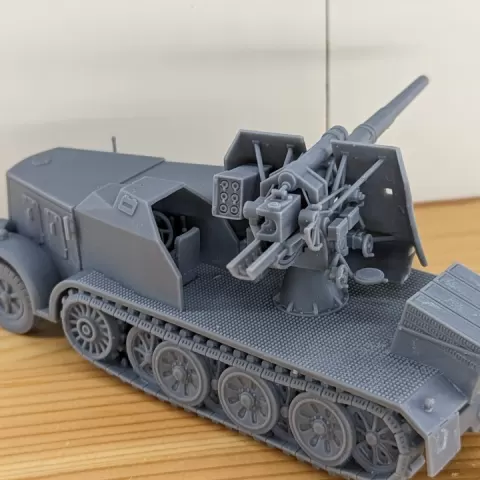 Half-track Sd.Kfz.8 - 8.8cm Flak 18 (Sf.) auf Schwere Zugkraftwagen 12t + Crewmen (Germany, WW2) by Wargame3d