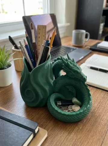 Emerald Dragon Desk Organizer & Catchall