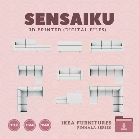 Miniature Replica FINNALA Furniture Series - IKEA (1:12,24,48) - 3D Print Instant Download