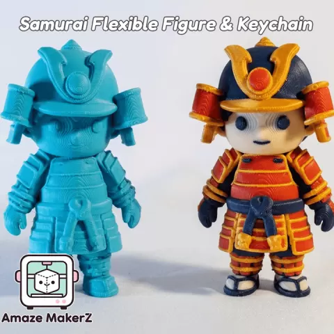 Samurai Flexi + Keychain | Multicolor 3D Printing 3MF by AmazeMakerZ