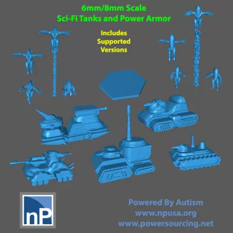 6mm/8mm Power Armor and Tanks for sci-fi games by nonPareil Institute