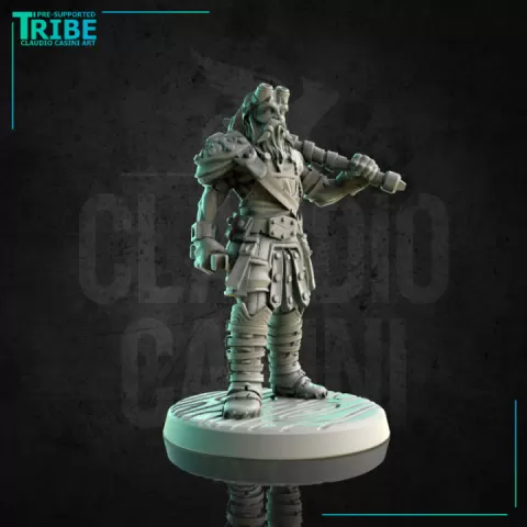 (0174) Male human tiefling firbolg half-orc elf Artificer with a hammer and blacksmith's tools by Claudio Casini Art