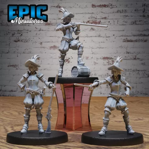 Young Conquistador Female Set / New World Warrior / Noble Human / Brave Fighter / Kings Infantry / Mysterious Guard / Colonizer / Settler by Epic-Miniatures