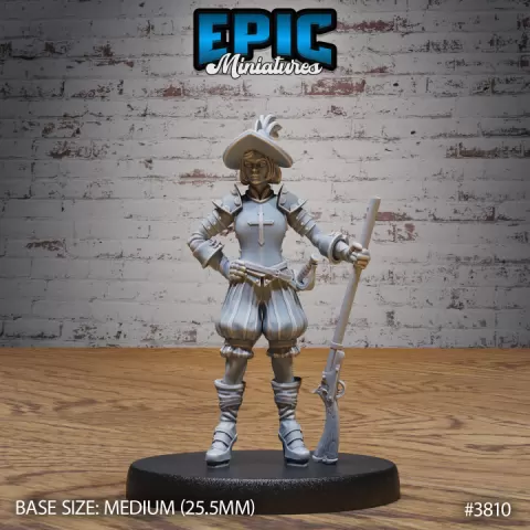 Young Conquistador Female / New World Warrior / Noble Human / Brave Fighter / Kings Infantry / Mysterious Guard / Colonizer / Settler by Epic-Miniatures