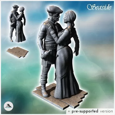 Couple with pirate and woman in dancing dress entwined (16) - Pirate Jungle Island Beach Piracy Caribbean Medieval Skull Renaissance by Hartolia Miniatures