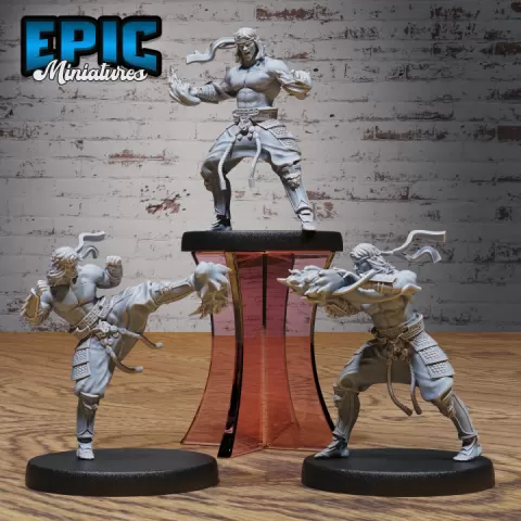 Fire Style Kung Fu Master Set / Chinese Fighter / Martial Arts / Shaolin Warrior / Iron Fist Encounter by Epic-Miniatures