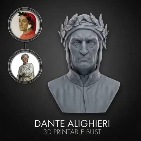 Dante Alighieri 3D Printable Bust by 3dmodelgallery