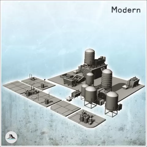 Modern city accessory set with modular sidewalks and roof equipment (1) - Cold Era Modern Warfare Conflict World War 3 by Hartolia Miniatures