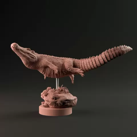 Deinosuchus swimming 1-35 scale pre-supported prehistoric alligator by Dino and Dog