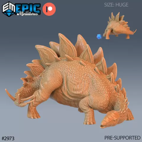 Stegosaurus Eating / Herbivorous Dinosaur / Huge Dino / Roof Lizard / Spiked Tail Beast / Jurassic Encounter by Epic-Miniatures