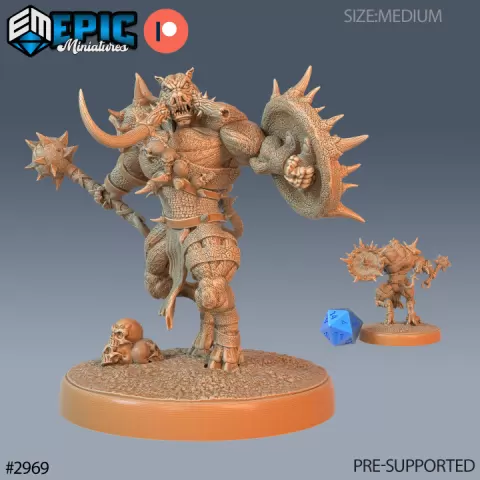 Wereboar Mace / Man Boar Hybrid / Evil Horned Humanoid / Bulky Shapechanger / Pig Warrior / Forest Encounter by Epic-Miniatures