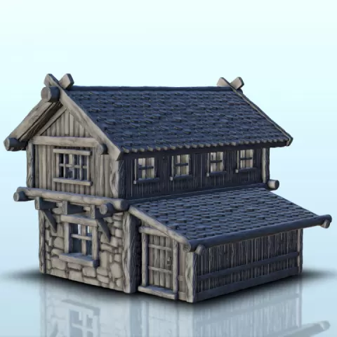 Stone house with logs and floor (5) - Medieval Gothic Feudal Old Archaic Saga 28mm 15mm by Hartolia Miniatures