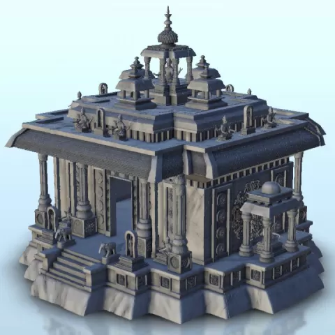 Indian temple with Shiva statues 15 - Medieval Asia Feudal Asian Traditionnal Ninja Oriental by Hartolia Miniatures