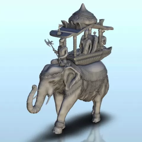 Elephant with howdah - Medieval Asia Feudal Asian Traditionnal Ninja Orientalan Hindu statue of Ganesha - Medieval Asia Feudal Asian Traditionnal Ninja Oriental by Hartolia Miniatures