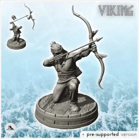Seated Viking archer with metal helmet (17) - North Northern Norse Nordic Saga 28mm 20mm 15mm by Hartolia Miniatures