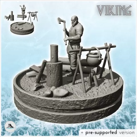 Medieval lumberjack with axe and stew (13) - North Northern Norse Nordic Saga 28mm 20mm 15mm by Hartolia Miniatures