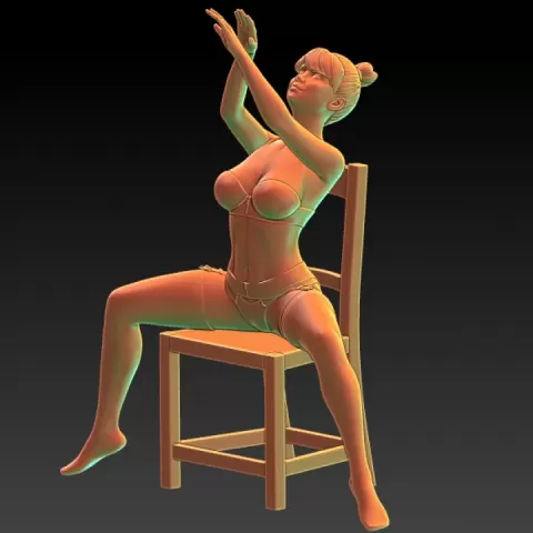 Girls in lingerie - chair dance -EROTIC MINIATURE 75 MM SCALE by PrintPleasure