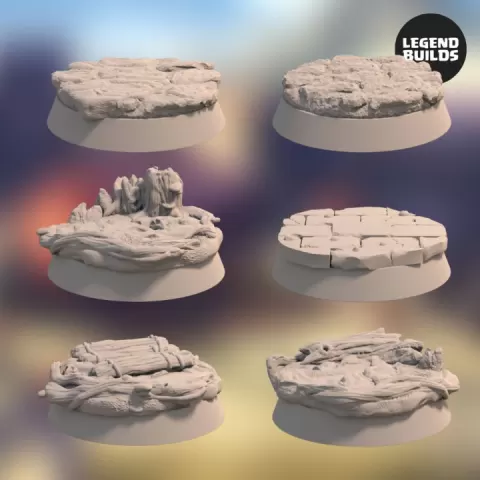 Bases From Jagrad And Tellaria (6 unique bases) - 3D printable miniature – STL file by LegendBuilds