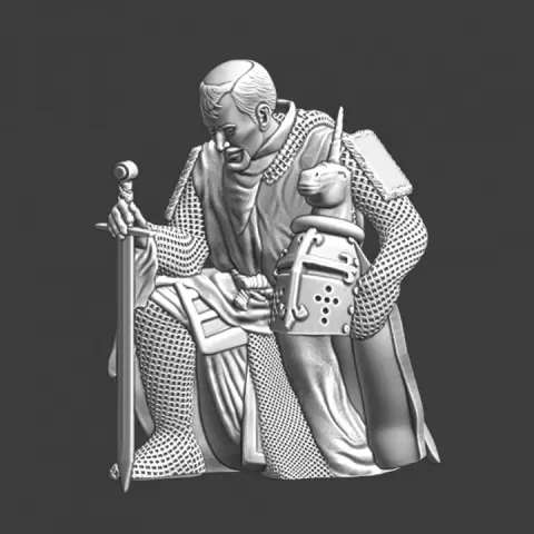 Medieval Knight - Lord of the Unicorn praying by Northern Crusades Miniatures
