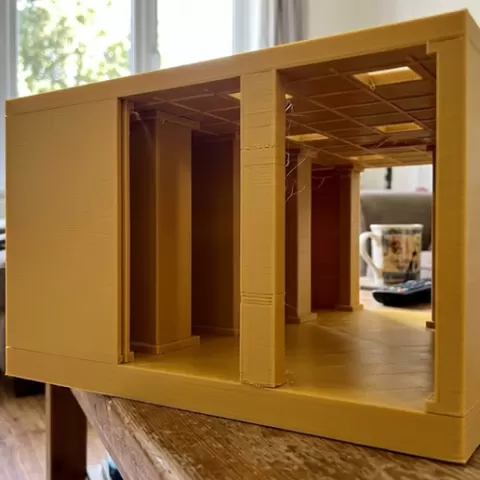 The Backrooms diorama + creature (built-in)