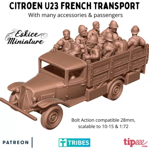Citroen U23 french transport - 28mm by Eskice Miniature - Aron