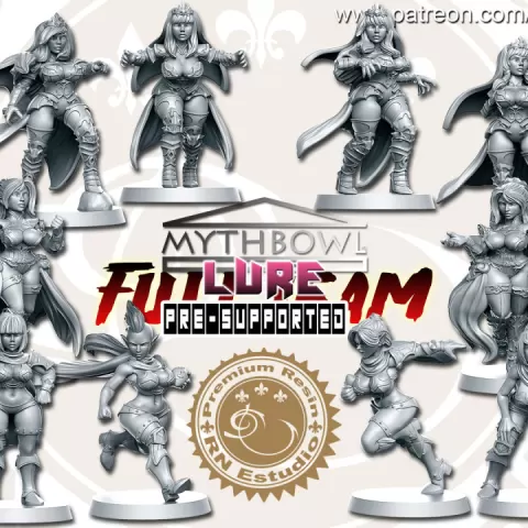 Lure Team Dark Elf 16 miniatures Fantasy Football 32mm PRE-SUPPORTED by RN Estudio