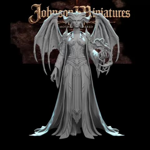 Lilith – Mother of Hatred Demon Queen STL Pack | Dark Fantasy Succubus Diorama | 2 Wing Variants + Scenic Base | 75mm Scale by Florian Bodenon