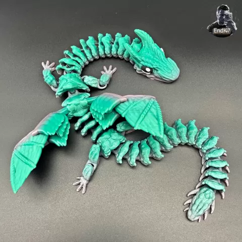 Big Grass Dragon - Winged - Articulated - Flexi - Print in Place - No Supports - Fantasy