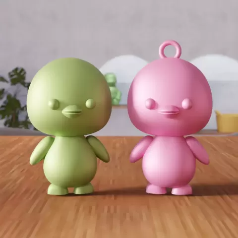 Cute Stylized Bird Figurines & Keychain Accessory