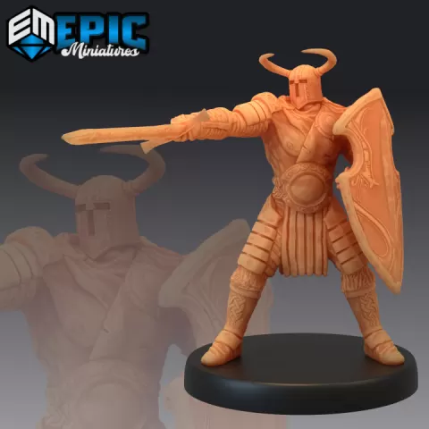 Helmed Barbarian Sword & Shield / Norse Warrior / Nordic Viking / Winter Knight by Epic-Miniatures