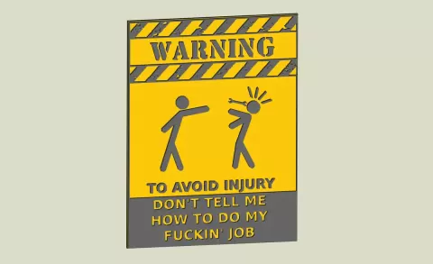 Warning sign, Warnschild, work, fun