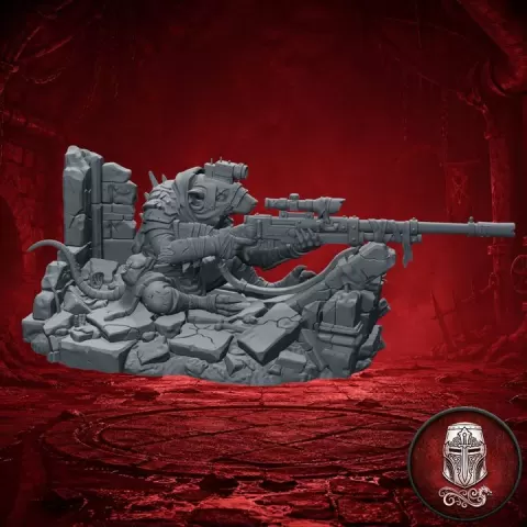 Ruinfang Sniper Ratmen - Vermin Sniper| 32mm Fantasy Wargame by Guillermo Montero Santiago