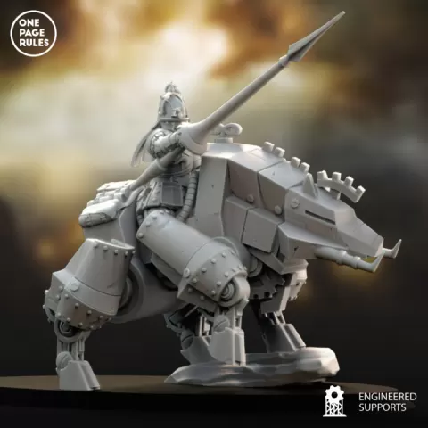 Vinci Leader Captain on Automa Boar - Duchies of Vinci by One Page Rules