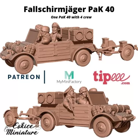 Kubelwagen, médecin, radio fallschirmjäger - 28mm for wargame by Eskice Miniature - Aron