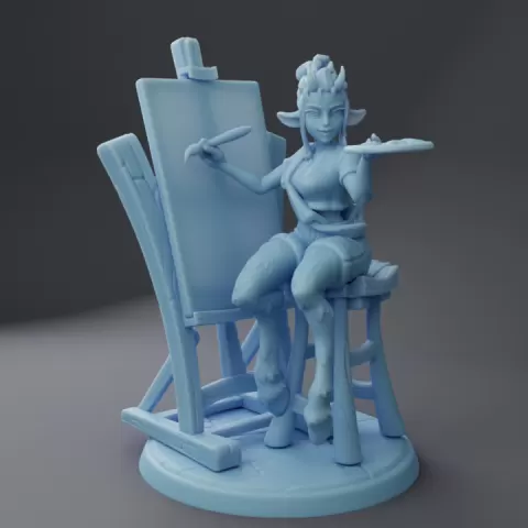 Autumn the Saytr Artist ( Female Satyr Bard / Faun / Fae / Fey ) by Twin Goddess Miniatures