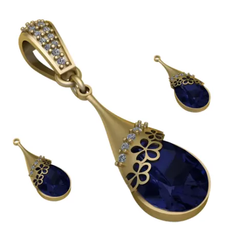 FLOWER DESIGN SAPPHIRE LOCKET SET 3D PRINTABLE MODEL