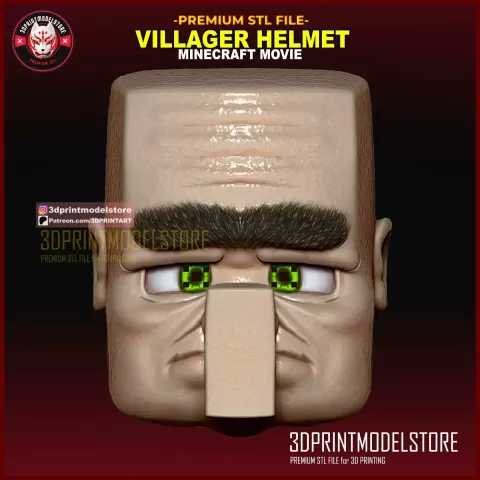 Minecraft Movie Villager Helmet Head Cosplay Mask Halloween - 3DPRINTMODELSTORE