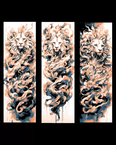 Artistic view of the spirit of the Lion - Set of Bookmarks