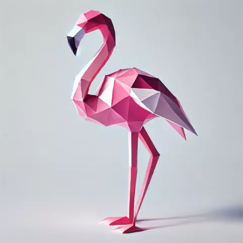 Low-poly flamingo