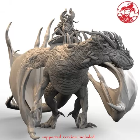 Dwarf King Dragon Rider 5-inch base 120+ mm height Gargantuan miniature by 2moronic miniatures