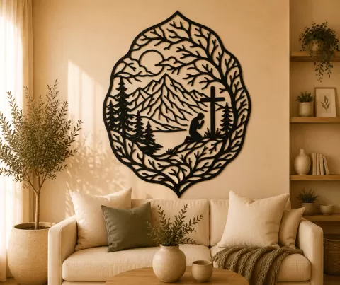 Prayer Mountain Cross 2D Wall Art.3mf