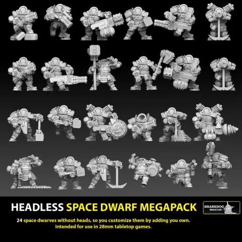 Headless 28mm Space Dwarf Megapack by Sharedog Miniatures