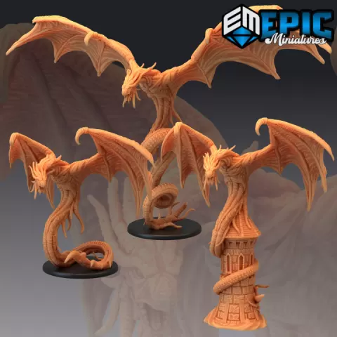 Hunting Horror Set / Flying Serpent / Lovecraft Entity / Winged Monster / Cosmic Fantasy Collection by Epic-Miniatures