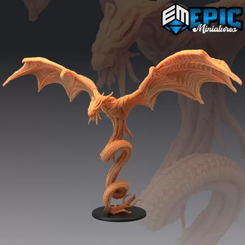 Hunting Horror Rising Up / Flying Serpent / Lovecraft Entity / Winged Monster / Cosmic Fantasy by Epic-Miniatures